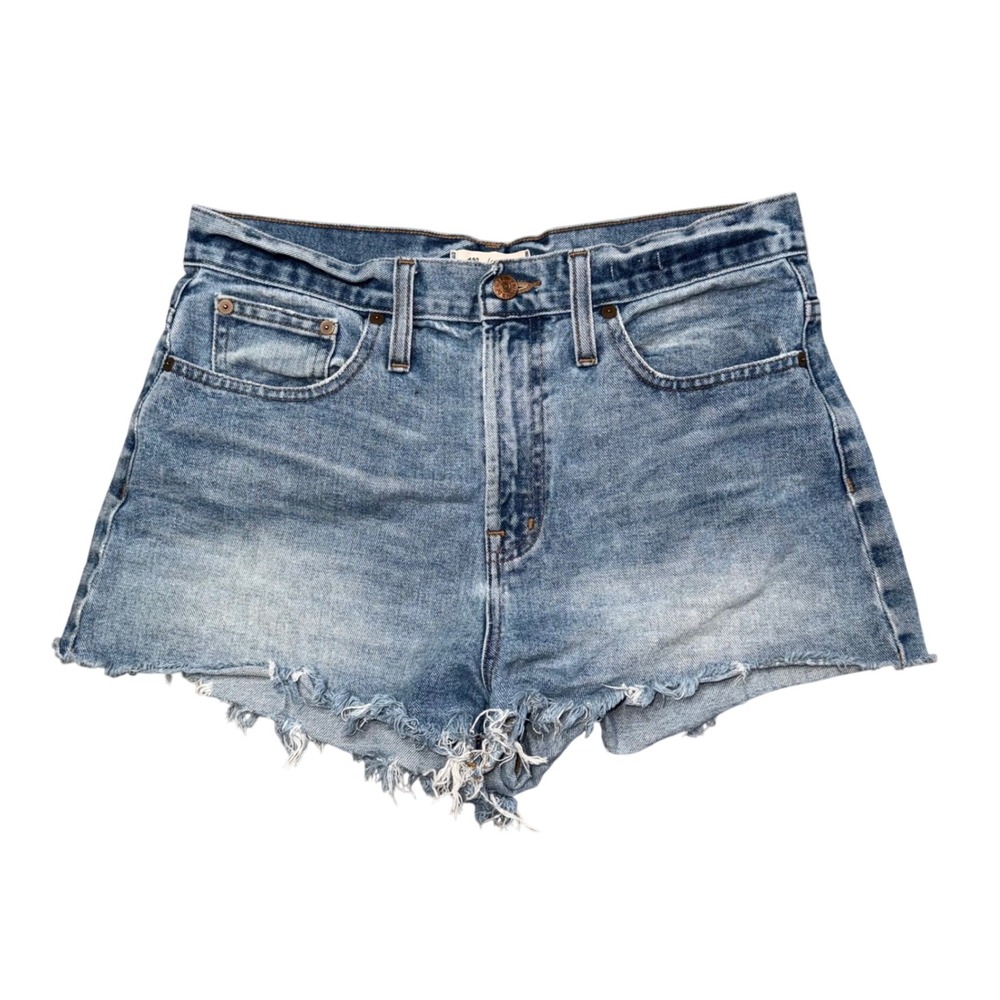 Madewell The Perfect Jean Short Women 28 Blue High Rise Raw‎ Hem Cut Off